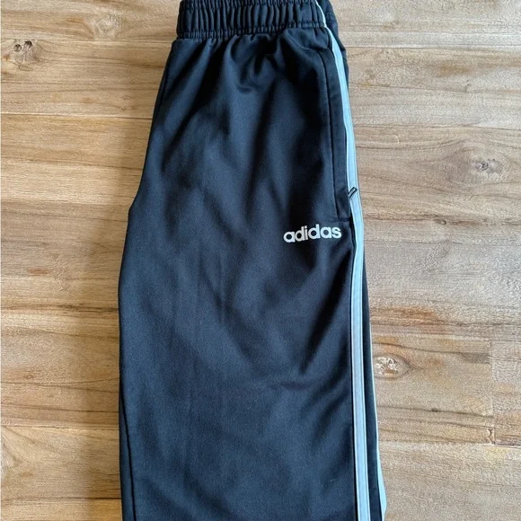 Adidas Kids Black Joggers with White Stripes - Picture 2 of 4
